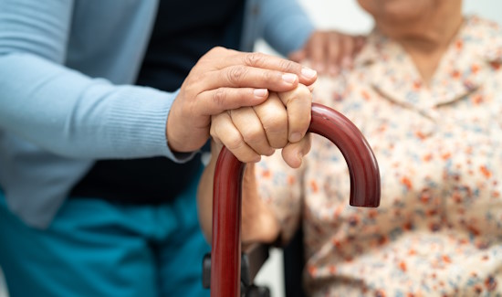 Caregiver help Asian elderly woman patient with love, care, enco